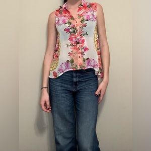 Ali & Kris White Mesh Floral Blouse